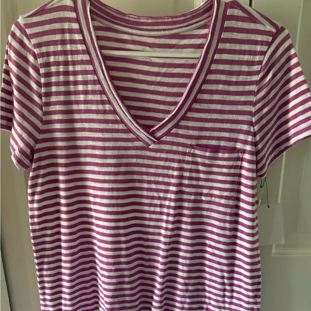 NWT Caslon Purple and White Striped Tee
